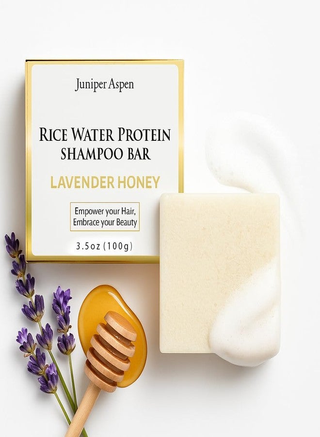 JUNIPER ASPEN Rice Water Protein Shampoo Bar – Solid Shampoo for All Hair Types with Kaolin Clay – Strengthening, Nourishing, Plastic-Reducing Hair Care – 3.5oz Bar – Women-Owned (Lavender Honey) - Image 1